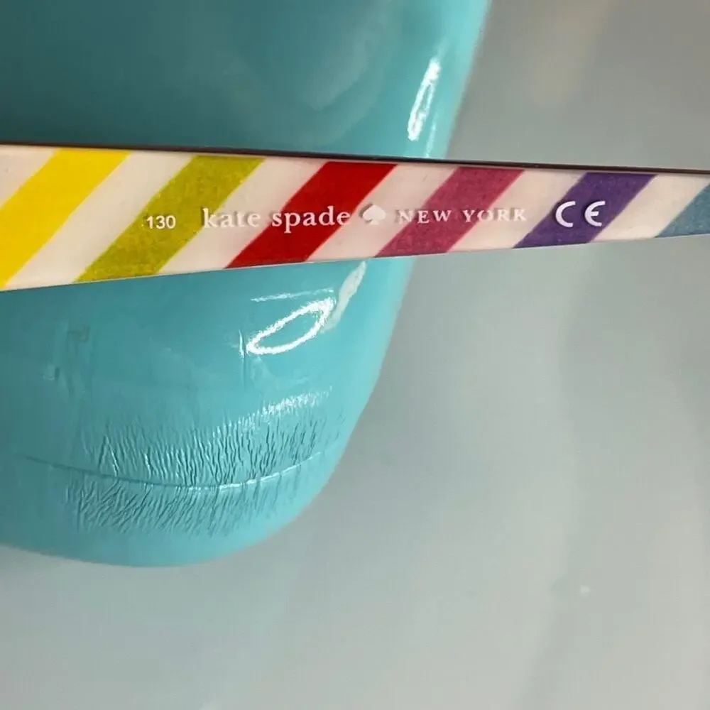 Kate Spade eyeglass frames and case purple with rainbow colors